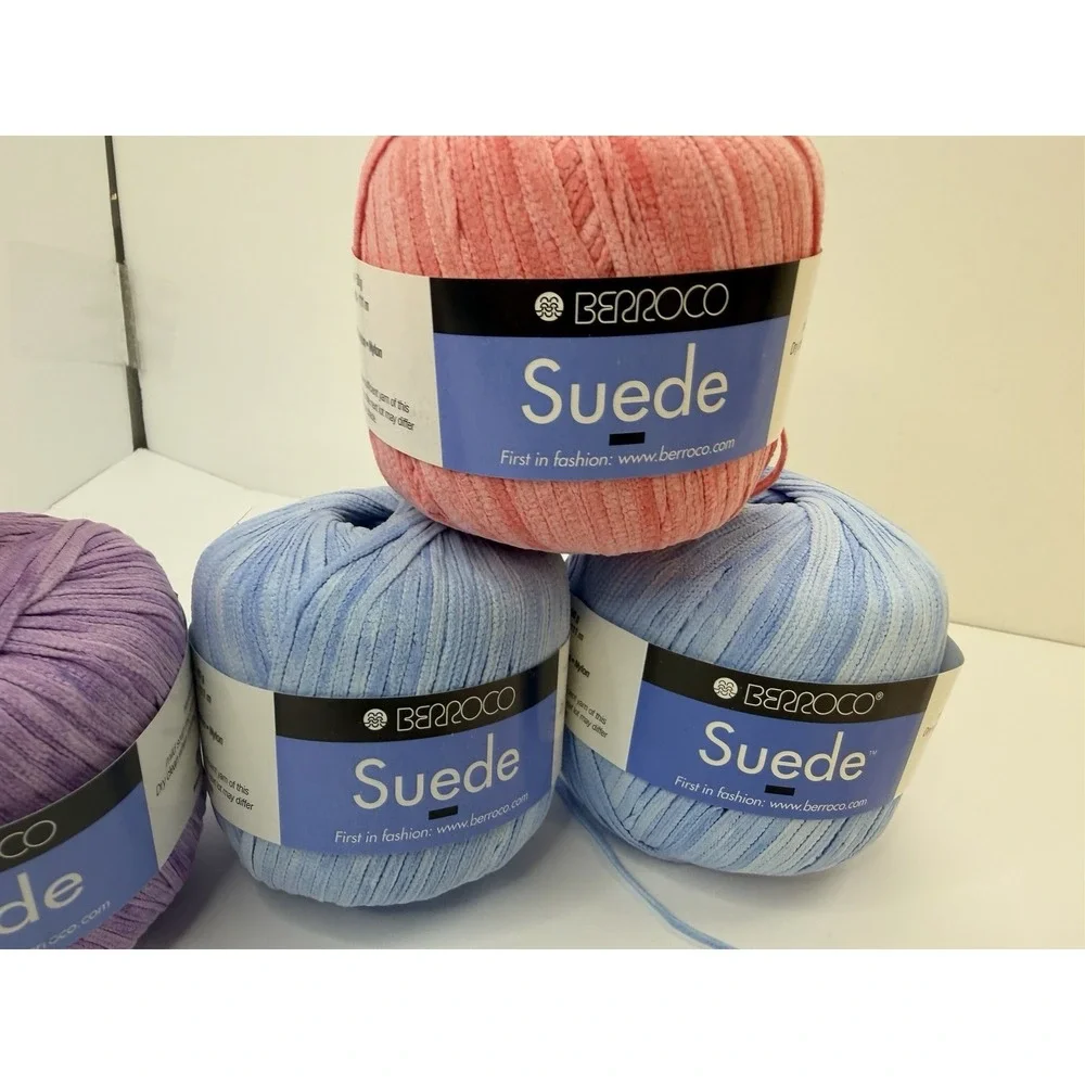 LOT 6 Yarn Balls SUEDE Italy 50 Grams Each Made Italy Nylon Pink Purple Blue
